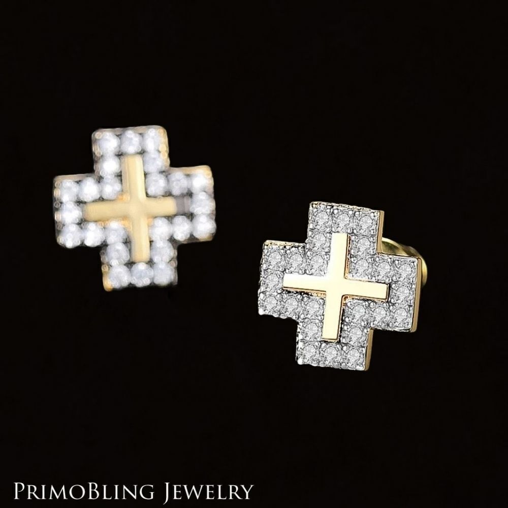 Double Color Cross Earrings